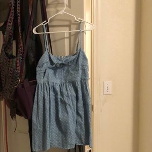 Short Blue dress with white polka dots& tie front